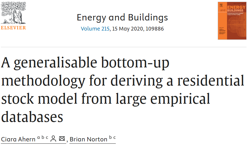 Thumbnail link for paper: A generalisable bottom-up methodology for deriving a residential stock model from large empirical databases by Ciara Ahern, Brian Norton